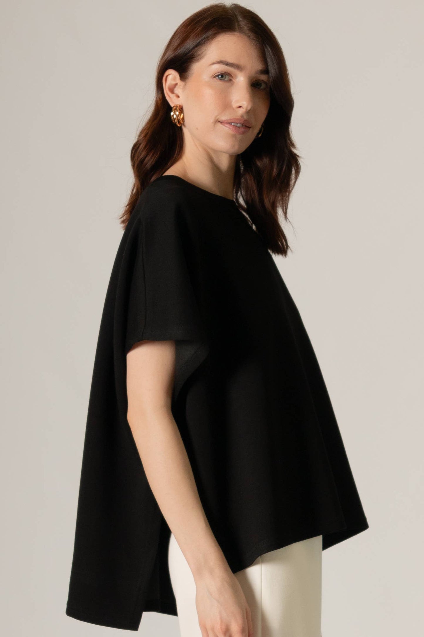 P. CILL Butter Modal Side Slit Cape Top
