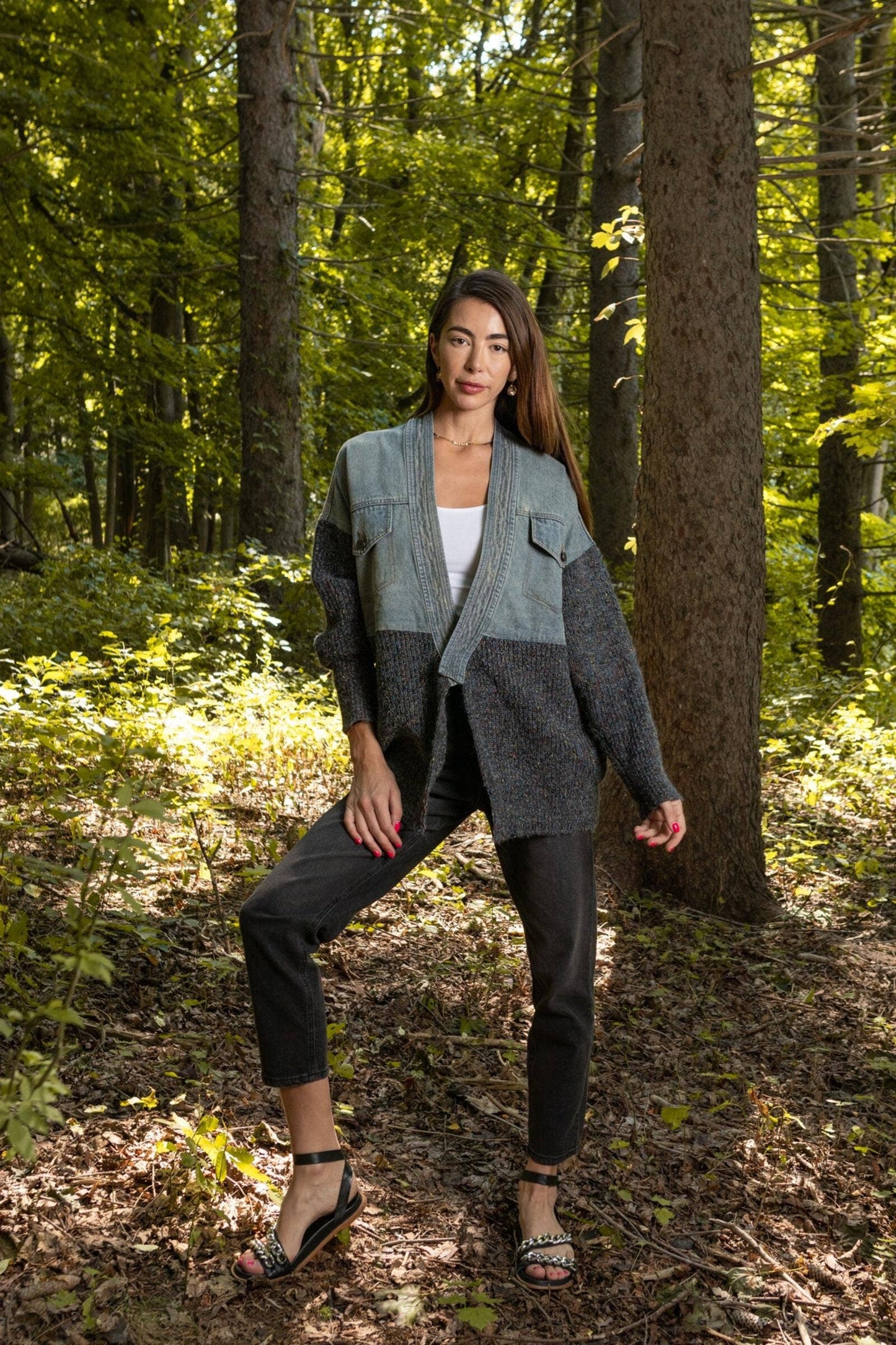 Denim Sweater Jacket Grey