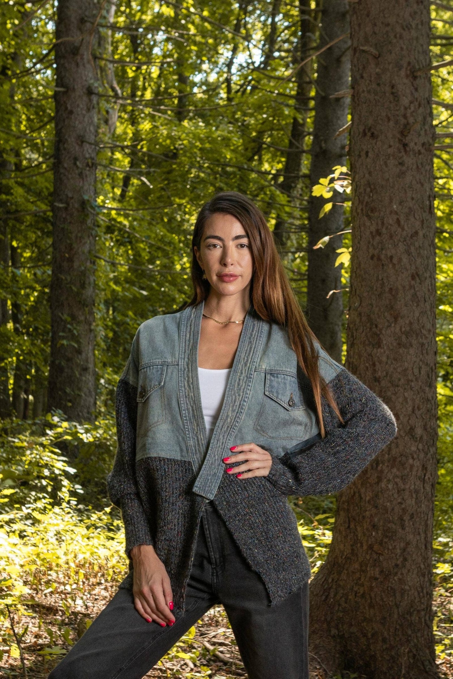 Denim Sweater Jacket Grey