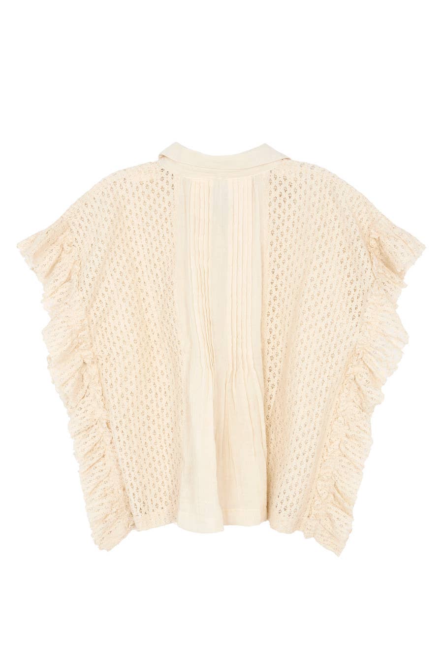 Ruffled Lace Button-Down Shirt