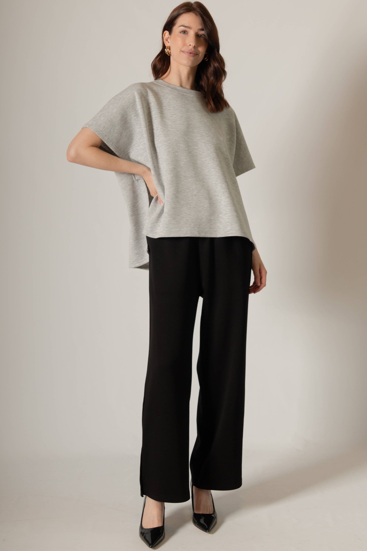 P. CILL Butter Modal Side Slit Cape Top
