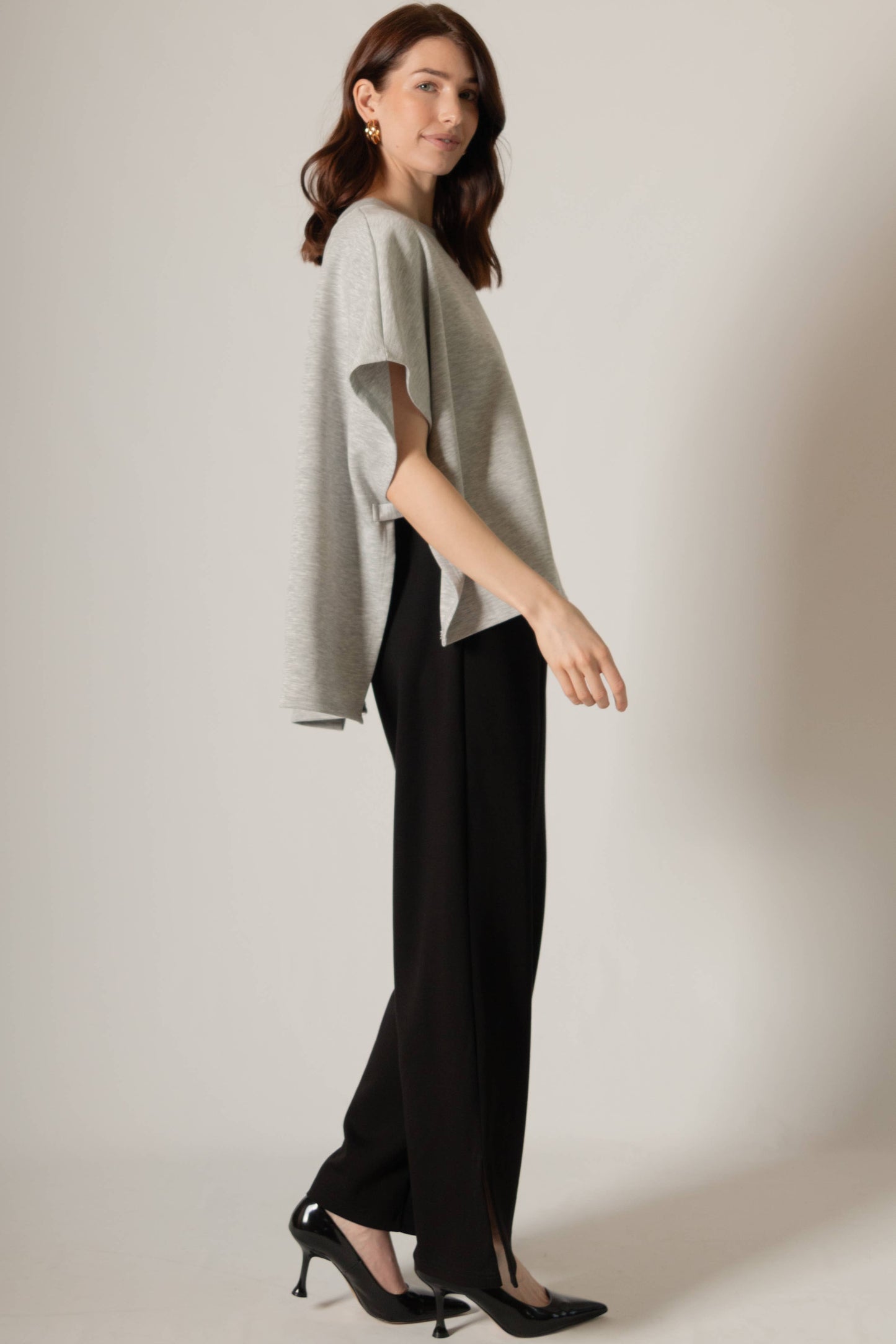 P. CILL Butter Modal Side Slit Cape Top