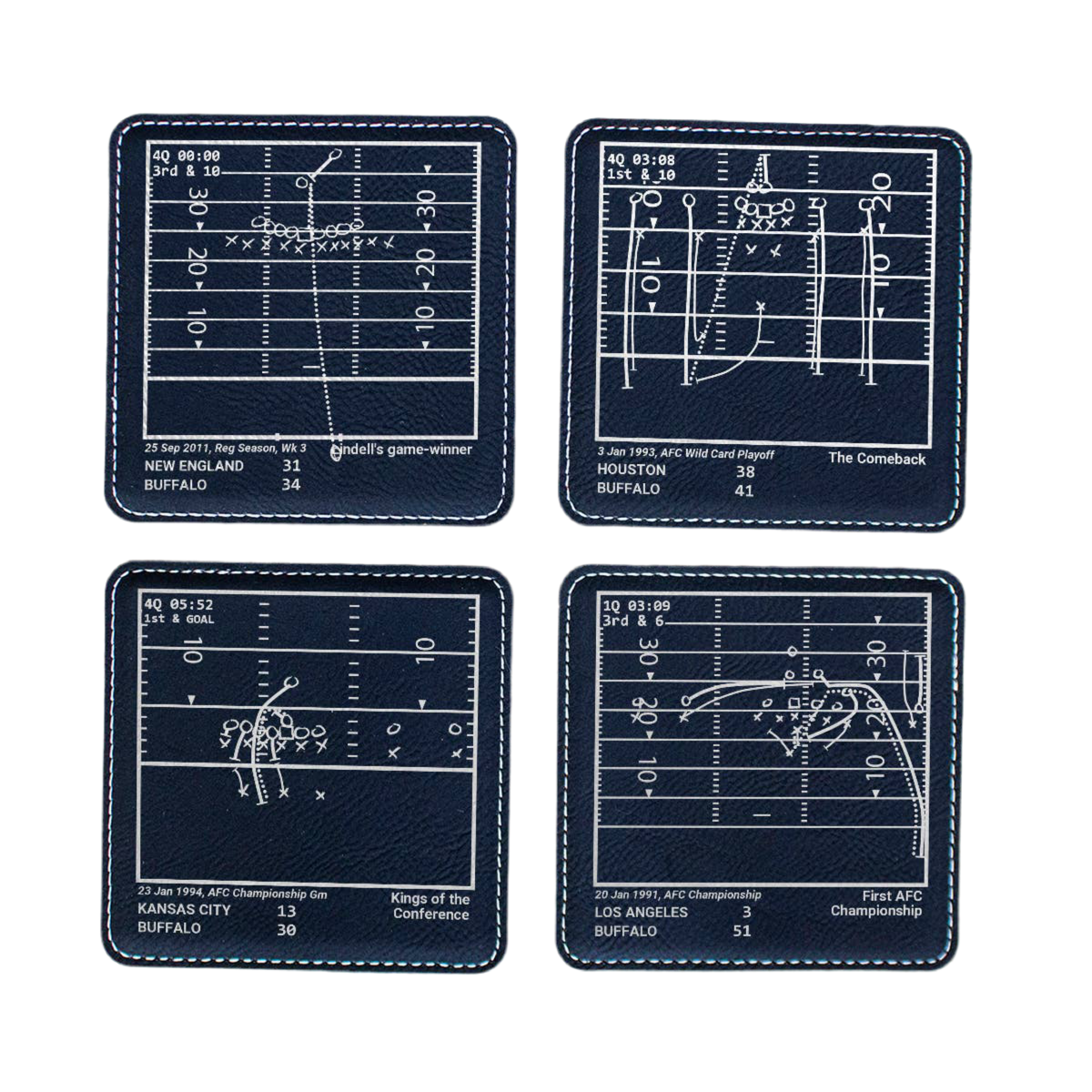 Greatest Bills Plays: Leatherette Coasters (Set of 4)