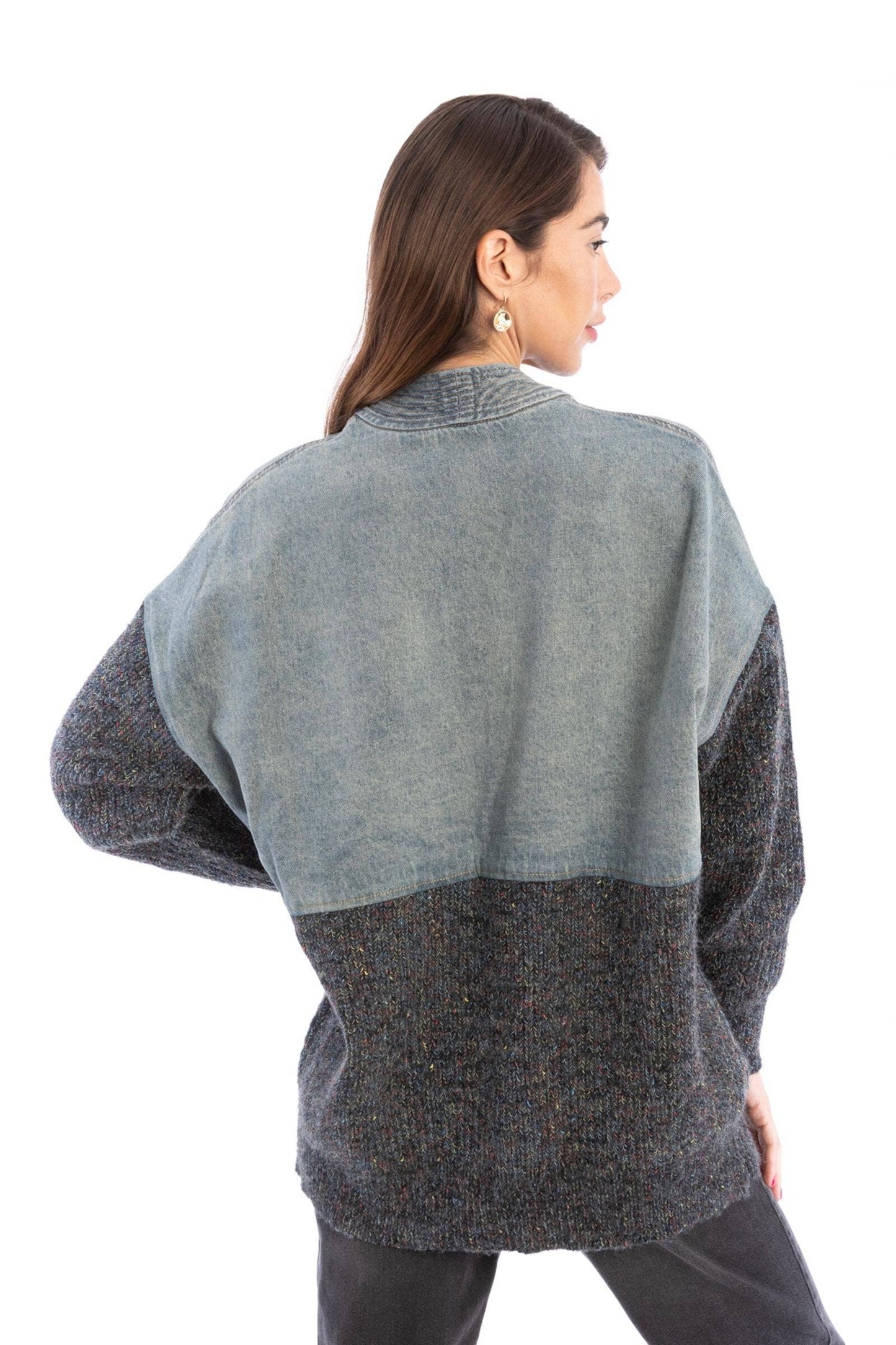 Denim Sweater Jacket Grey