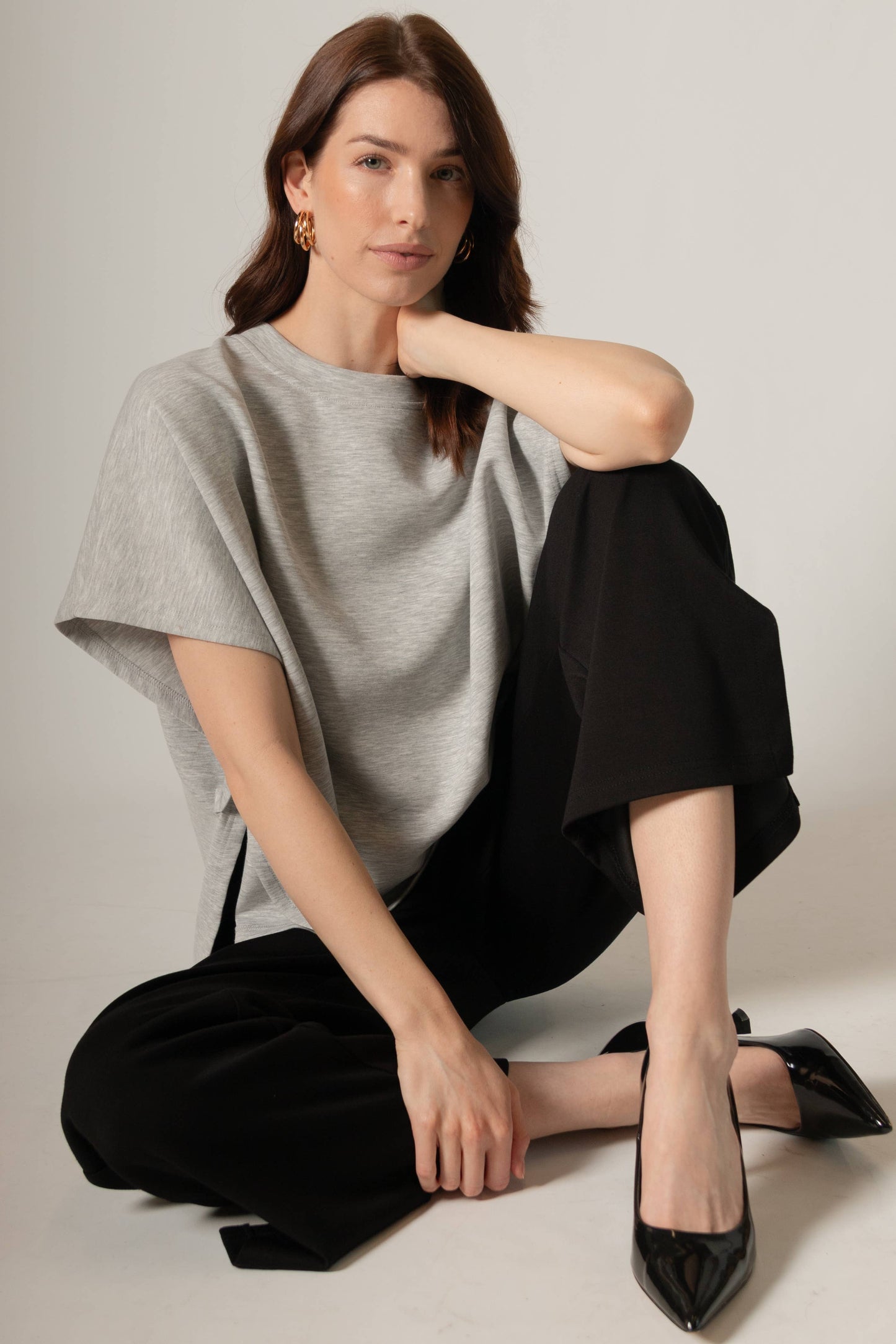 P. CILL Butter Modal Side Slit Cape Top