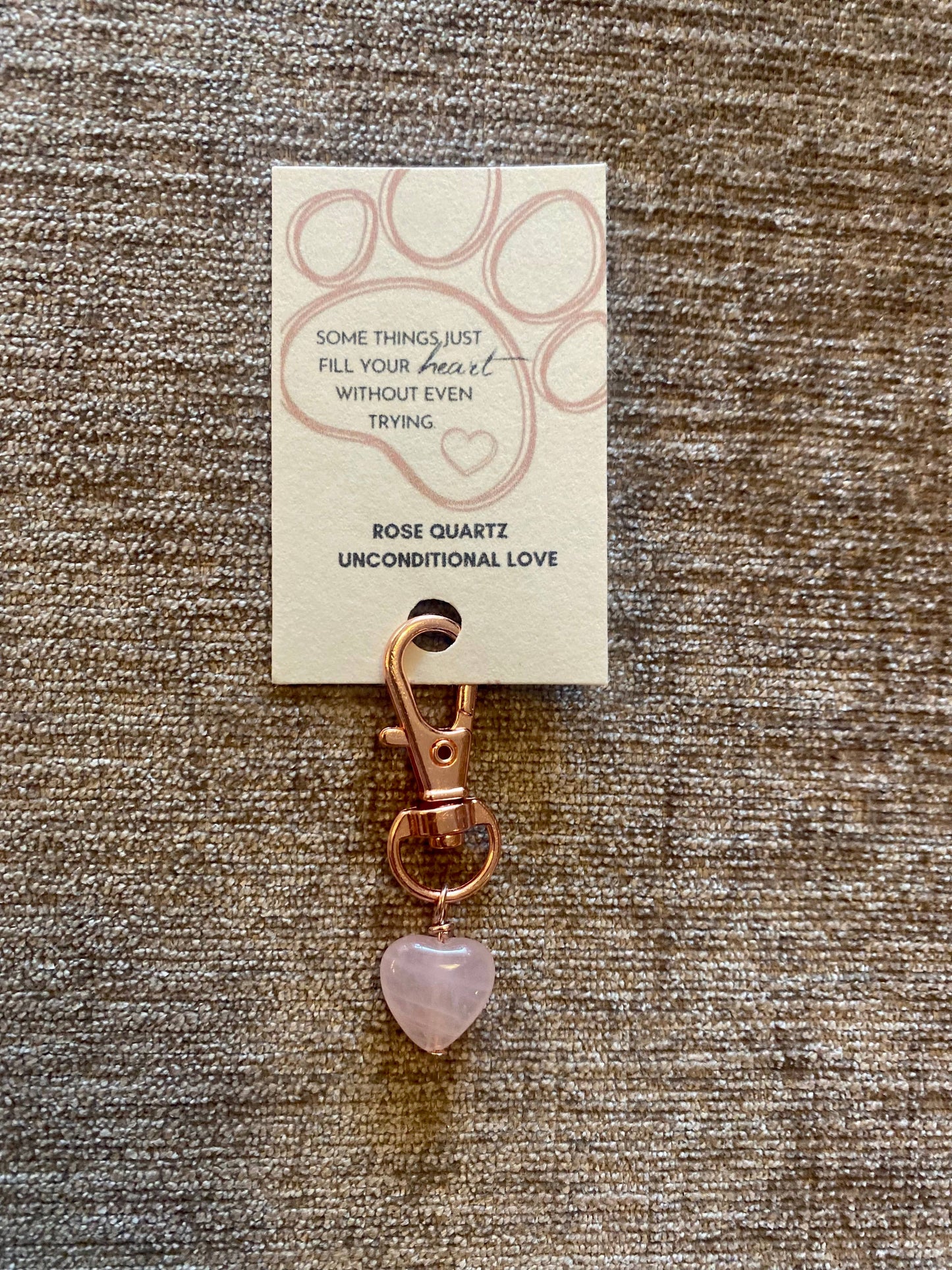 HER Story - Unconditional Love Pet Tag Rose Quartz Heart Dog/Cat Charm