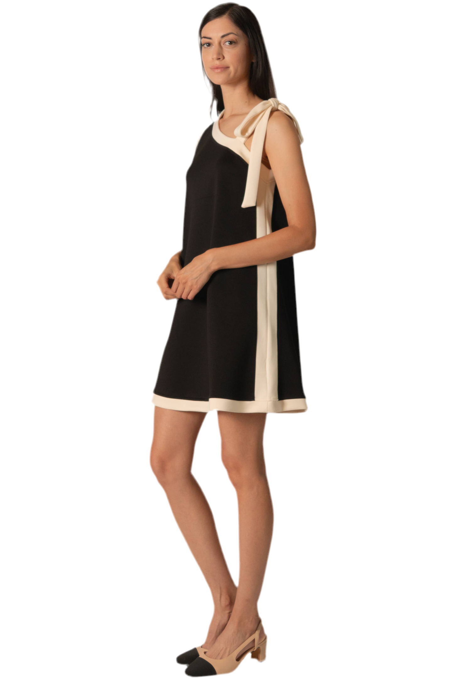P. CILL Butter Modal Contrast Tie Strap Mini Dress