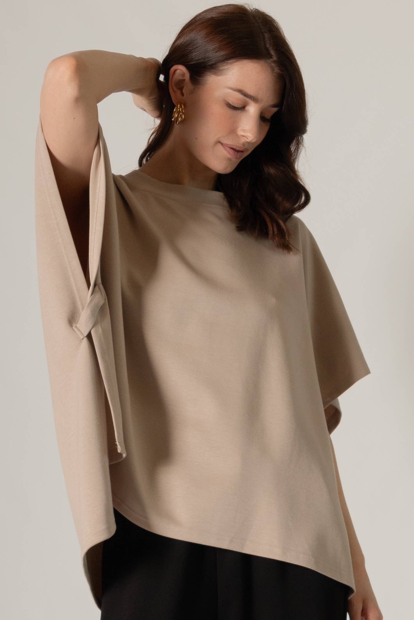 P. CILL Butter Modal Side Slit Cape Top
