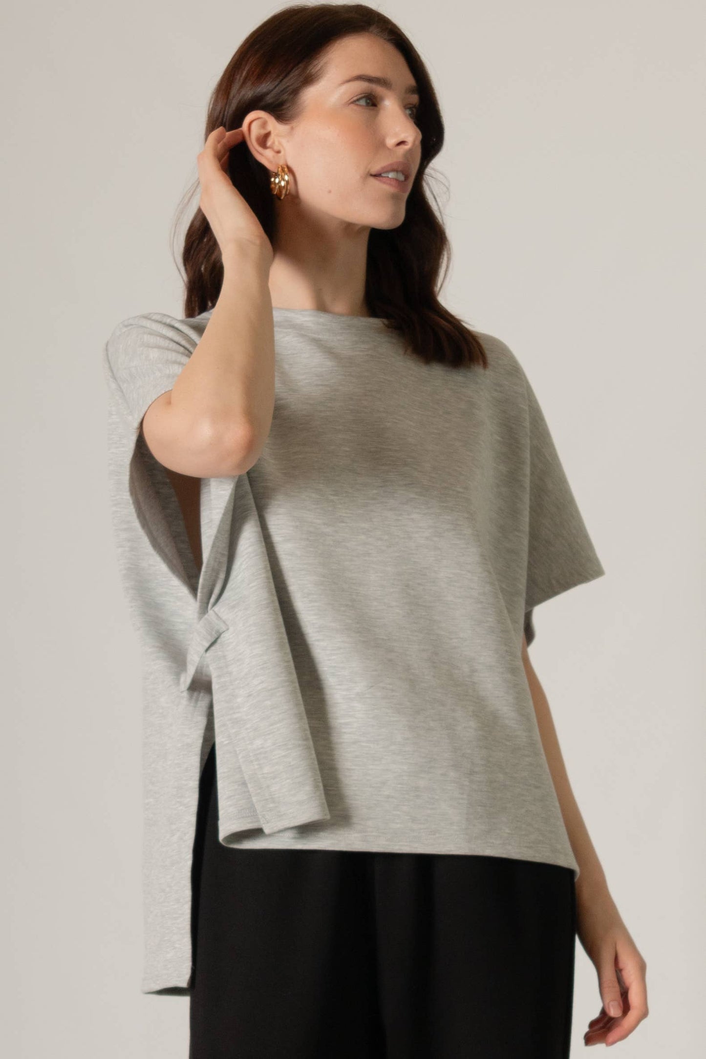 P. CILL Butter Modal Side Slit Cape Top