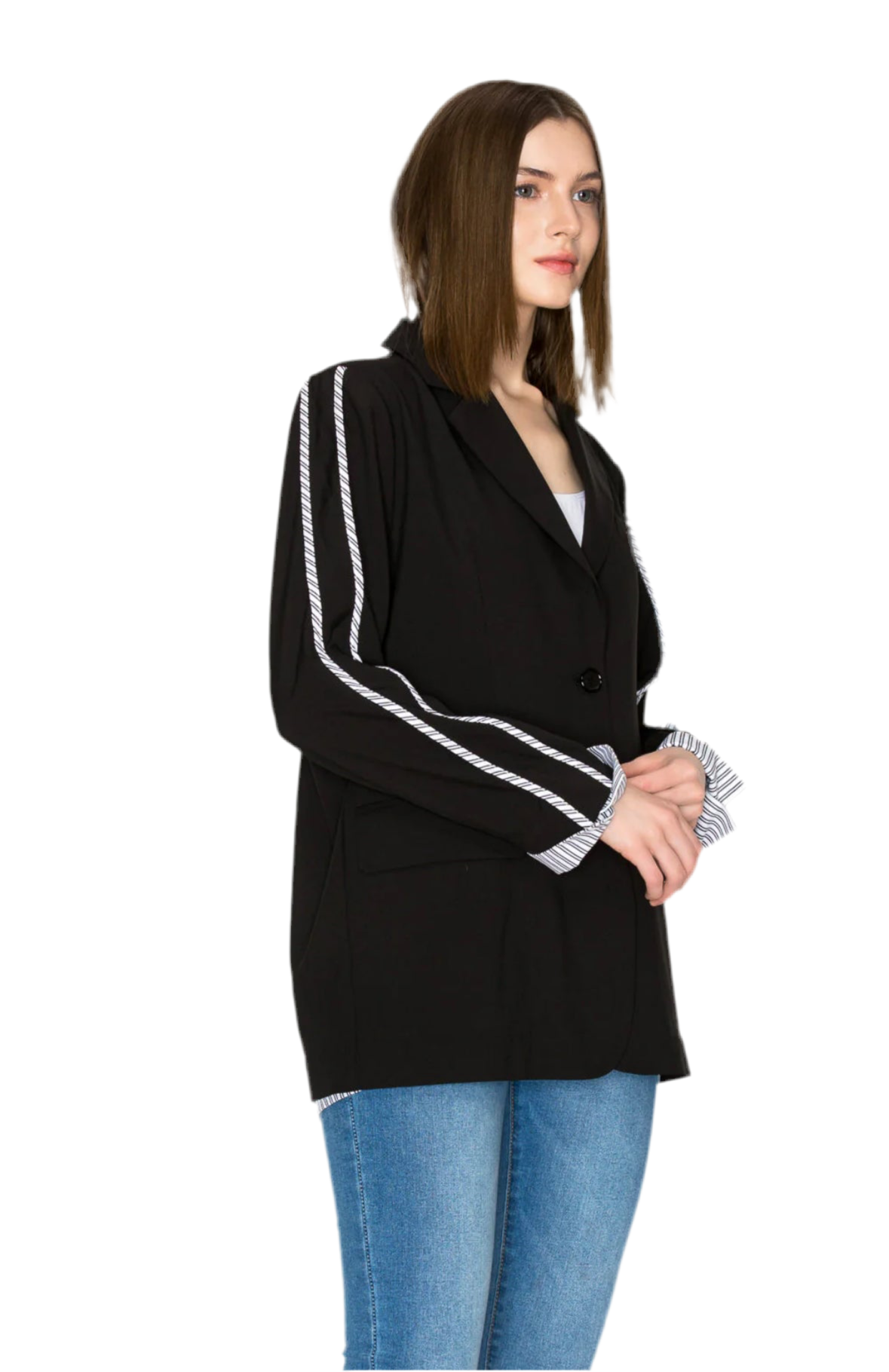 The Mary Blazer with stripes