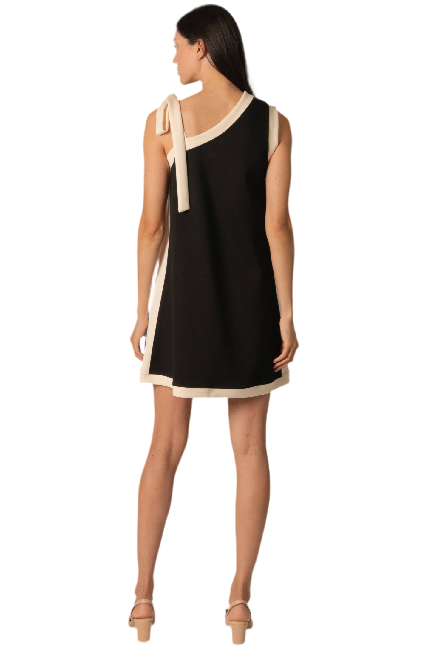 P. CILL Butter Modal Contrast Tie Strap Mini Dress