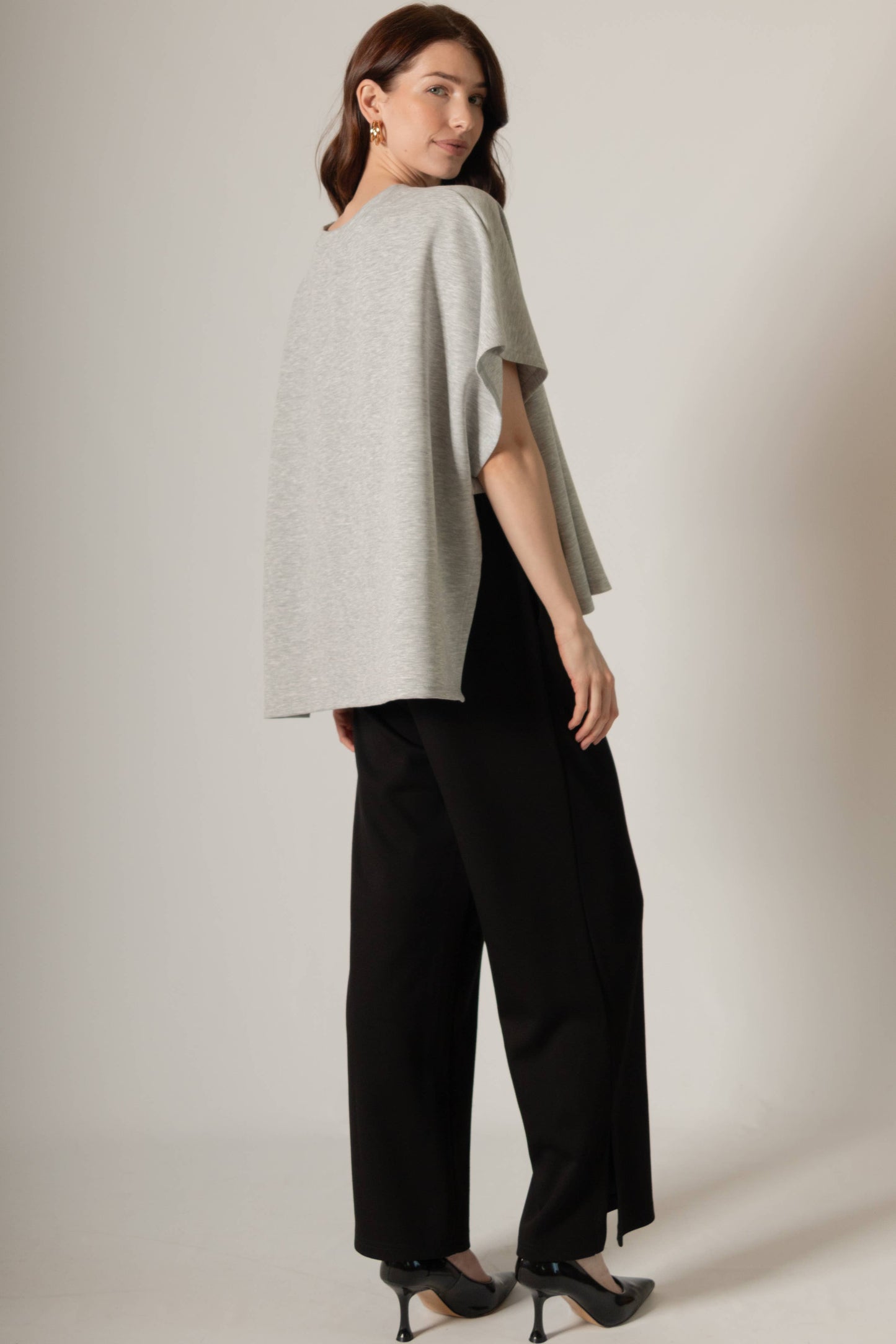 P. CILL Butter Modal Side Slit Cape Top