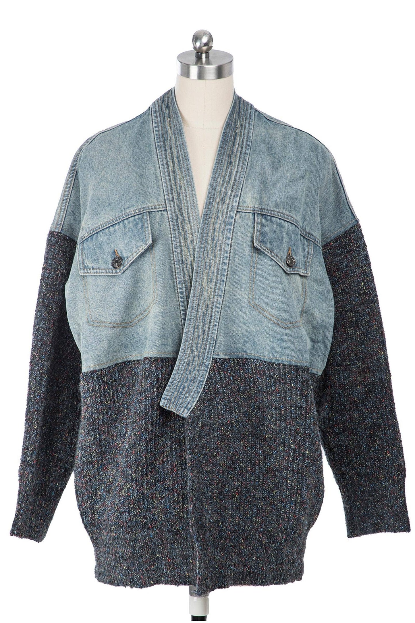 Denim Sweater Jacket Grey