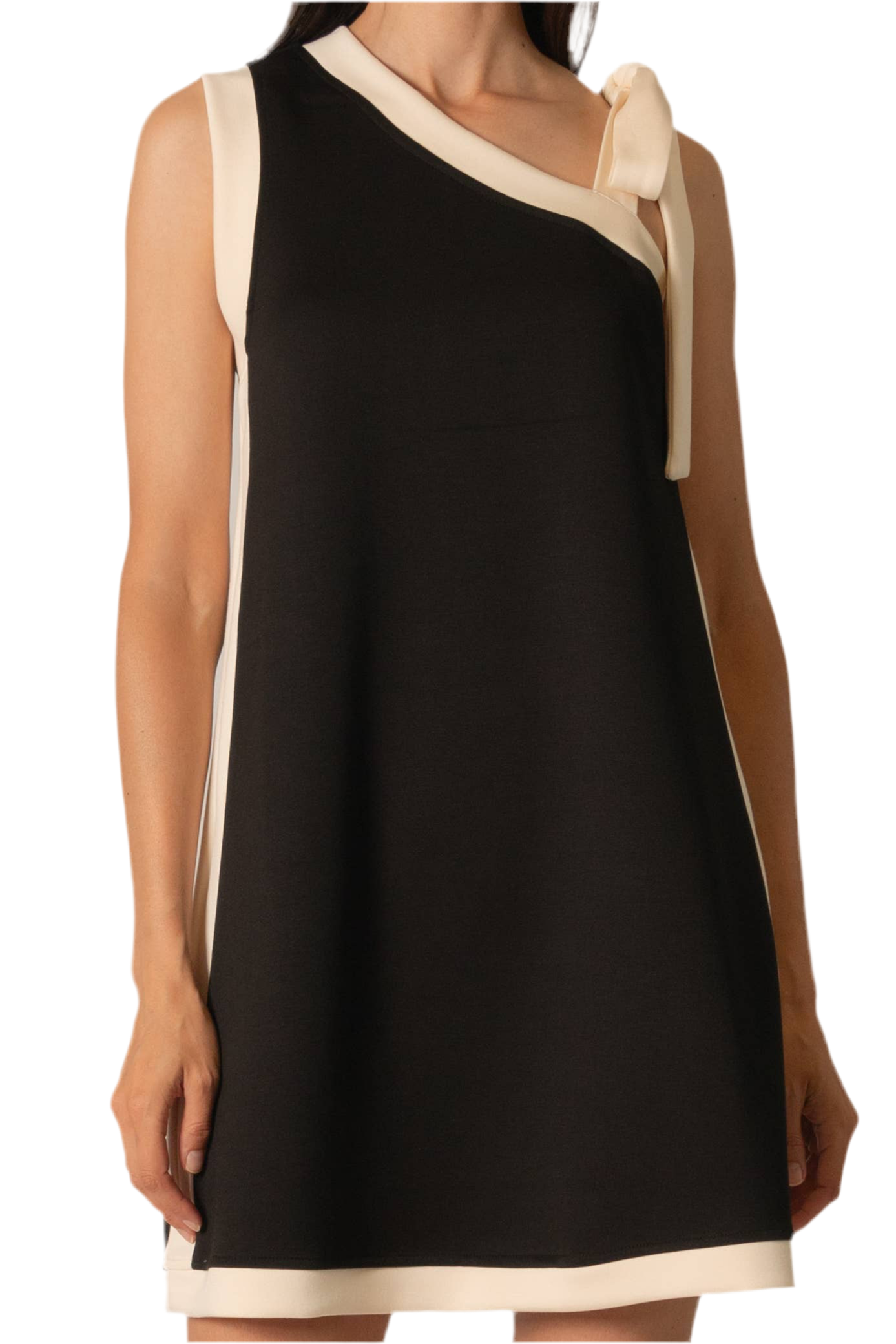 P. CILL Butter Modal Contrast Tie Strap Mini Dress