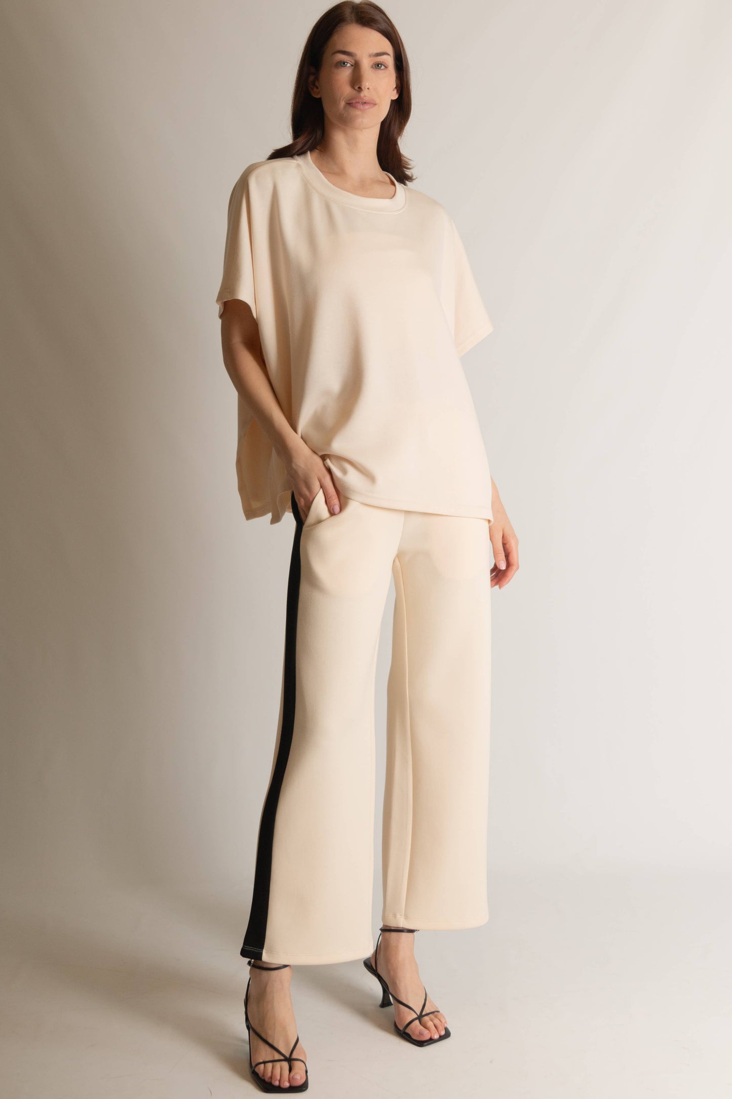 P. CILL Butter Modal Side Slit Cape Top