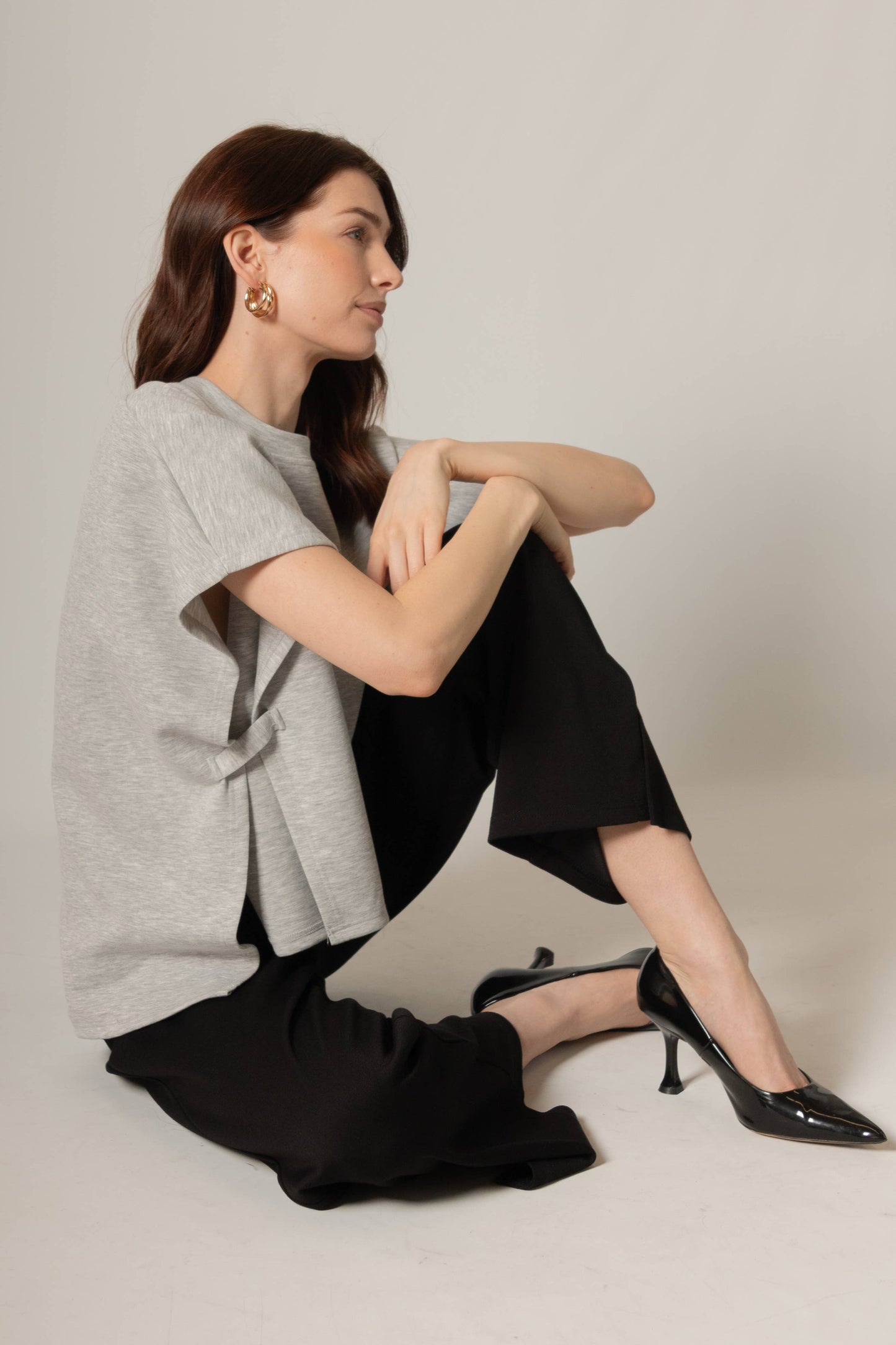 P. CILL Butter Modal Side Slit Cape Top