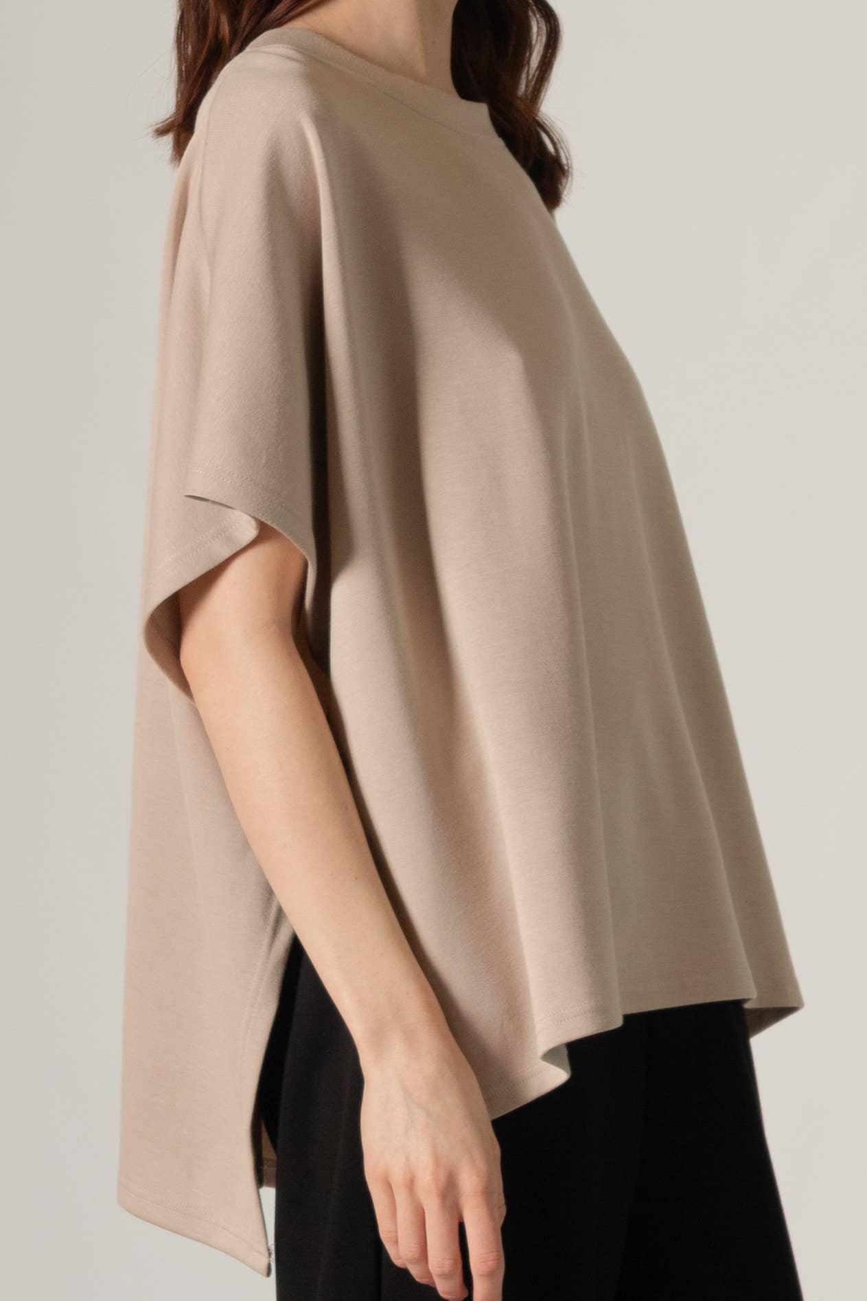 P. CILL Butter Modal Side Slit Cape Top