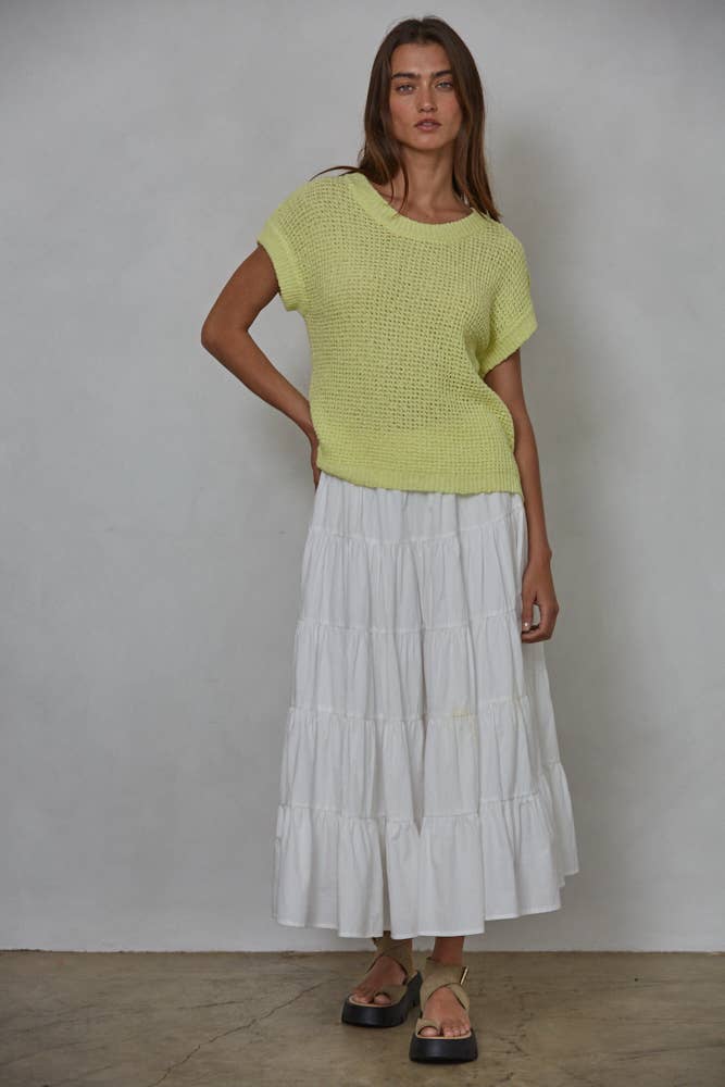 By Together - W1928 | Knit 100% Cotton Sweater Short Sleeve Crew Neck Top