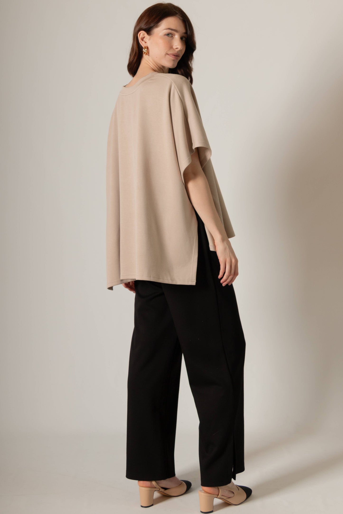 P. CILL Butter Modal Side Slit Cape Top