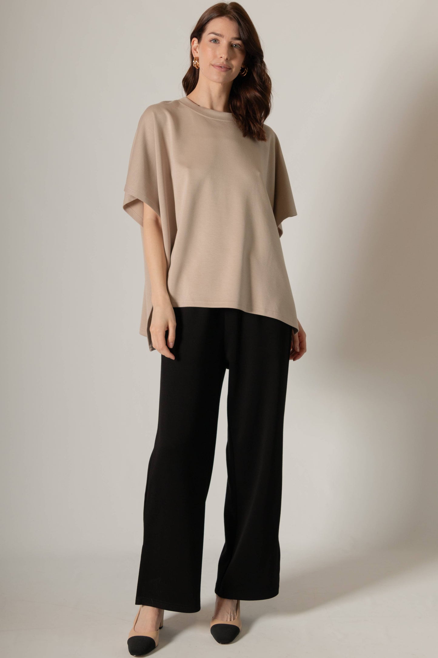 P. CILL Butter Modal Side Slit Cape Top