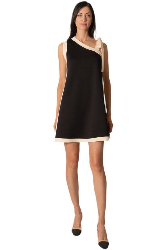 P. CILL Butter Modal Contrast Tie Strap Mini Dress