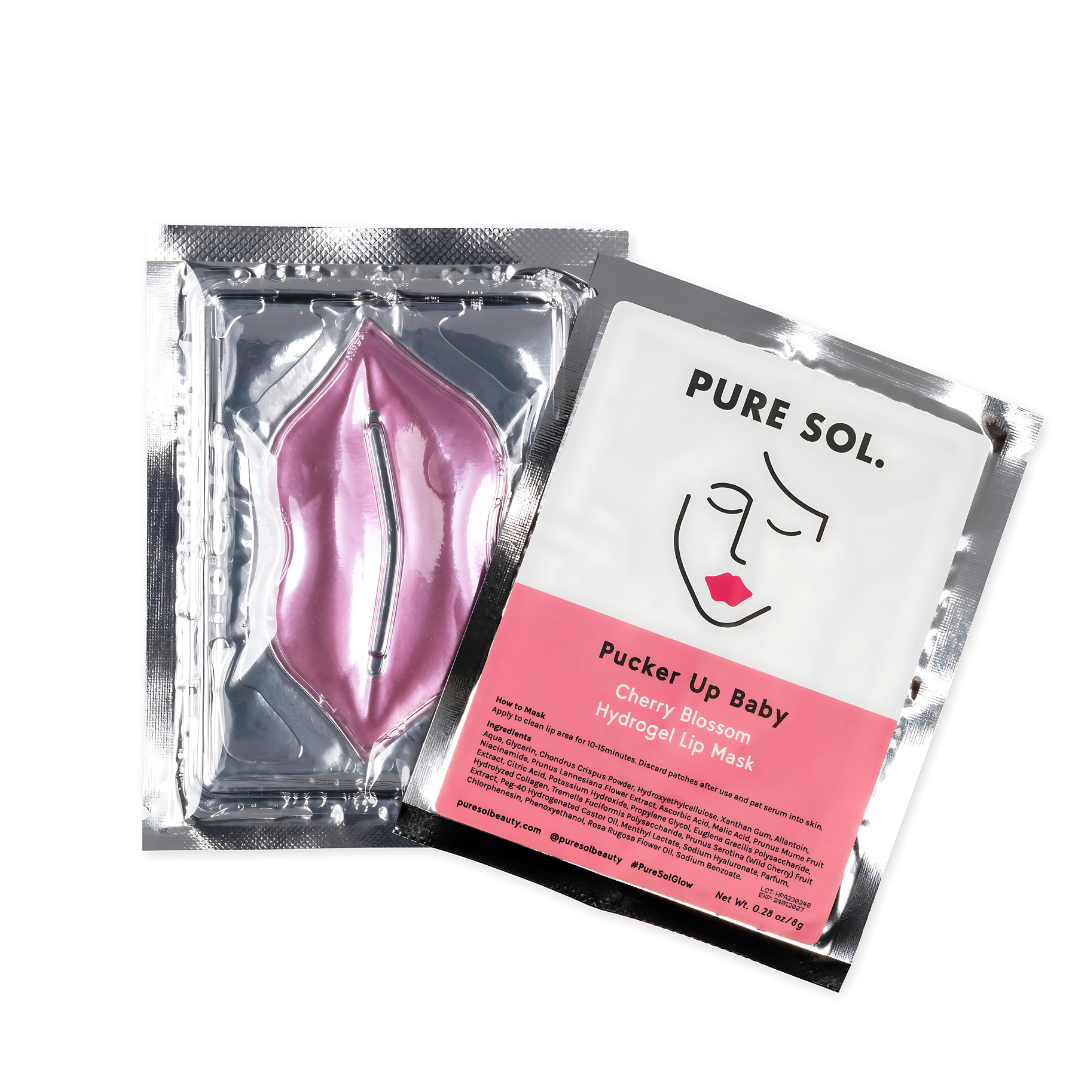 PURE SOL. - Pucker Up Baby - Cherry Blossom Hydrogel Lip Mask 
Collagen