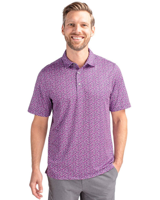 Cutter & Buck - Cutter & Buck Pike Magnolia Print Stretch Men's Polo