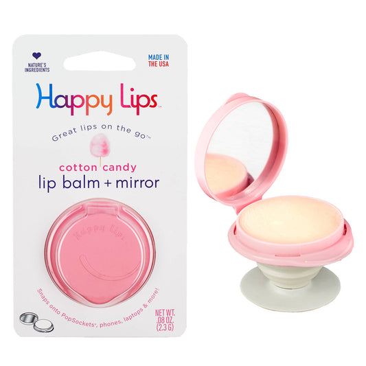 –Lip Balm w/Mirror, Attach Anywhere! Cotton Candy