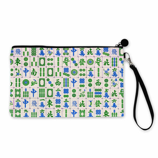Marye-Kelley - PO6661-Blue and Green Mahjong Linen Pouch