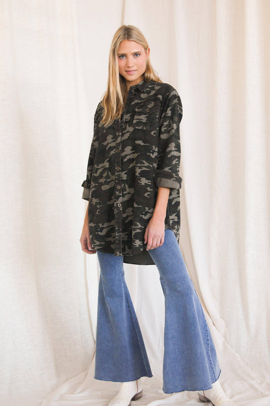 Camo Print Denim Over Shirt