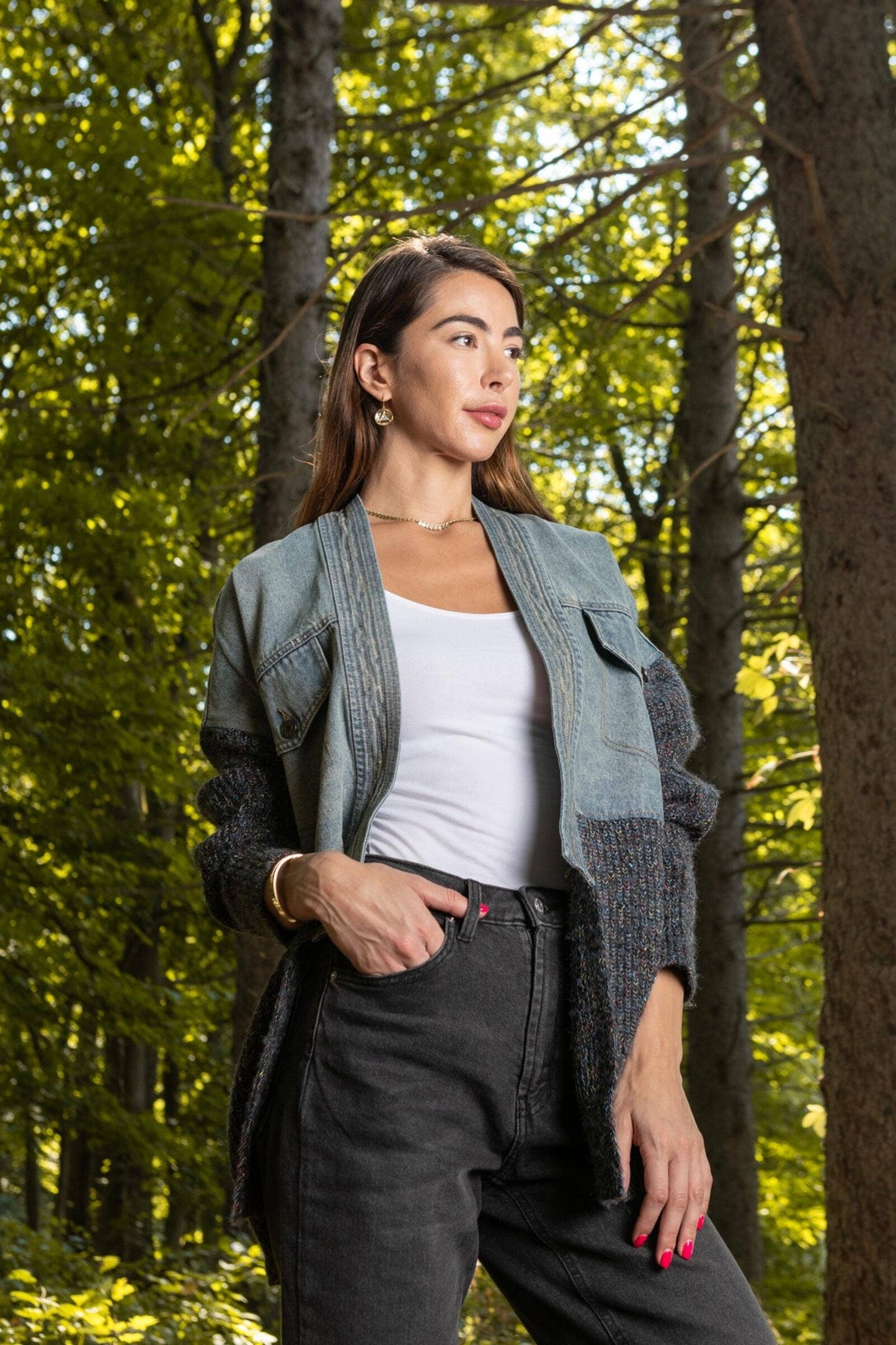 Denim Sweater Jacket Grey